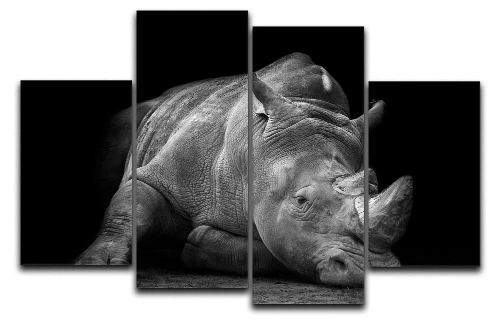 Black and White Rhink 4 Split Panel Canvas artwork displayed in a modern setting, showcasing its dynamic design and multi-dimensional effect.