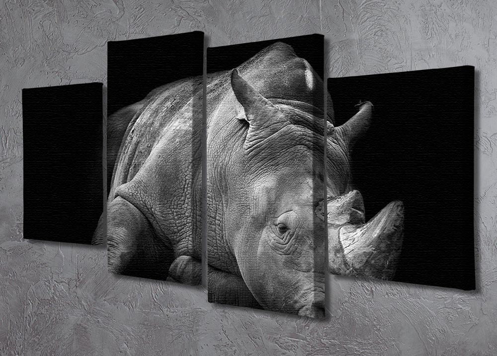 Black and White Rhink 4 Split Panel Canvas artwork displayed in a modern setting, showcasing its dynamic design and multi-dimensional effect.