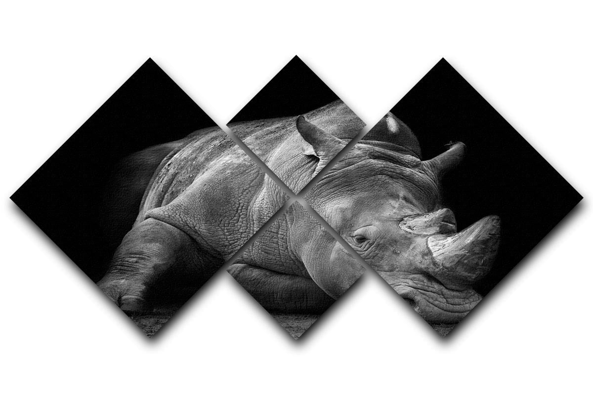 Black and White Rhink 4 Square Multi Panel Canvas artwork featuring four equal square sections with a modern design.