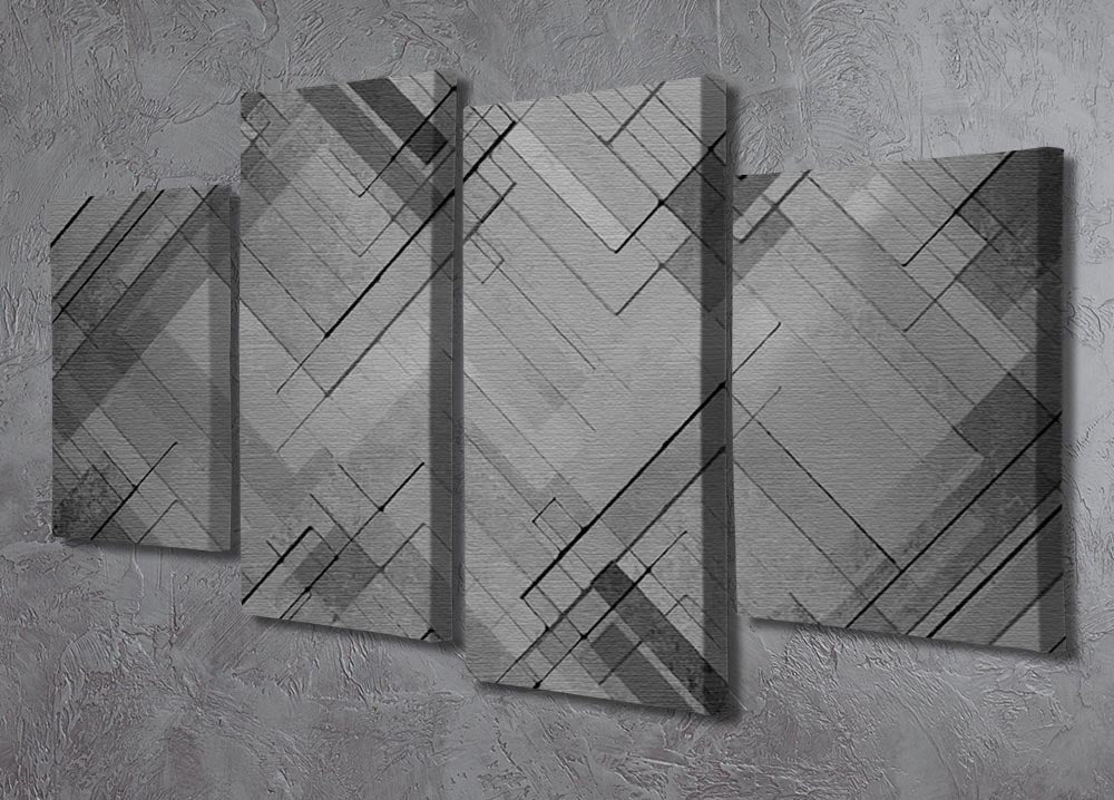 A stylish black chevron patterned 4 split panel canvas artwork, showcasing a modern design suitable for various interior styles.