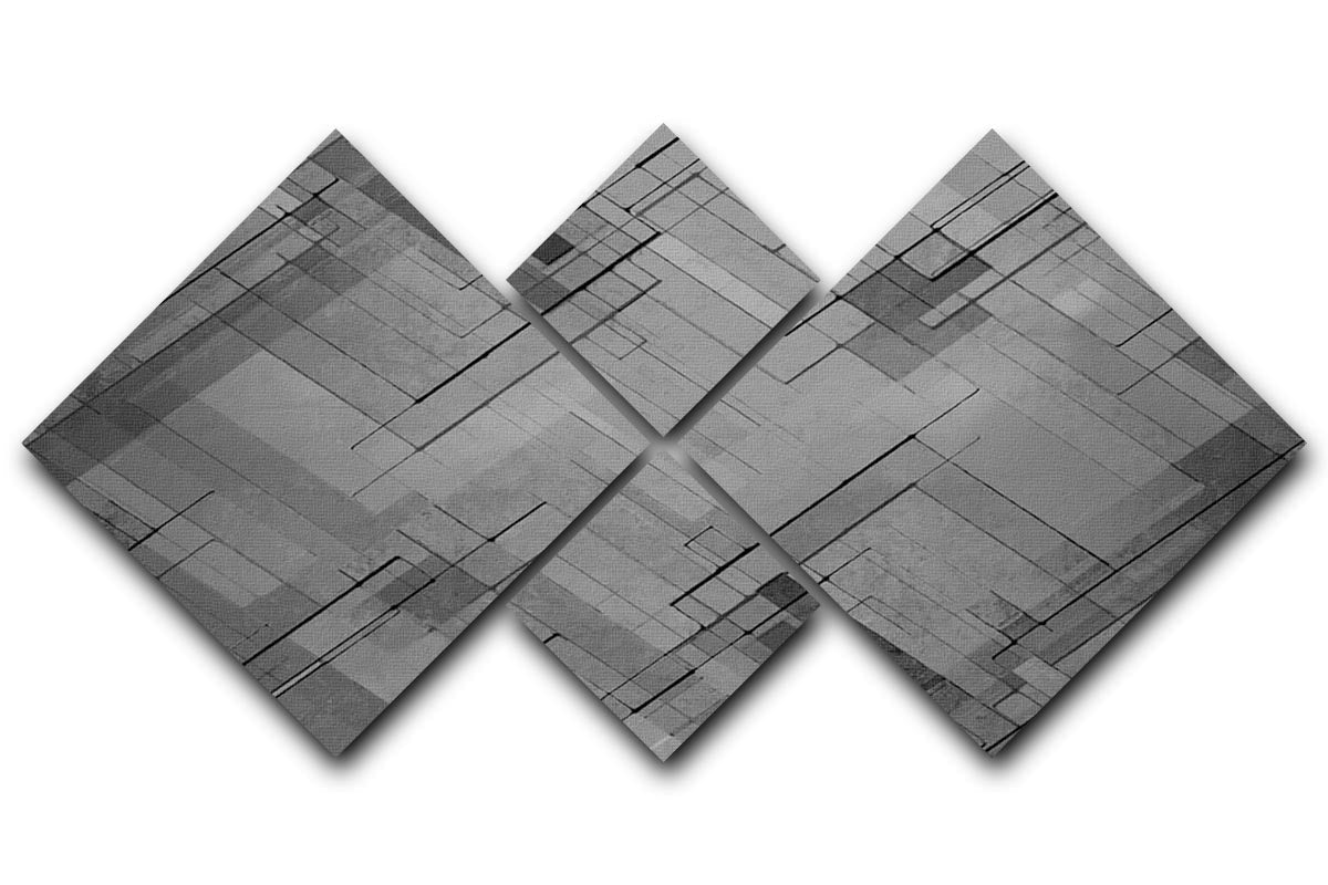 A stylish black chevron patterned multi-panel canvas artwork divided into four equal square sections, showcasing modern decor.