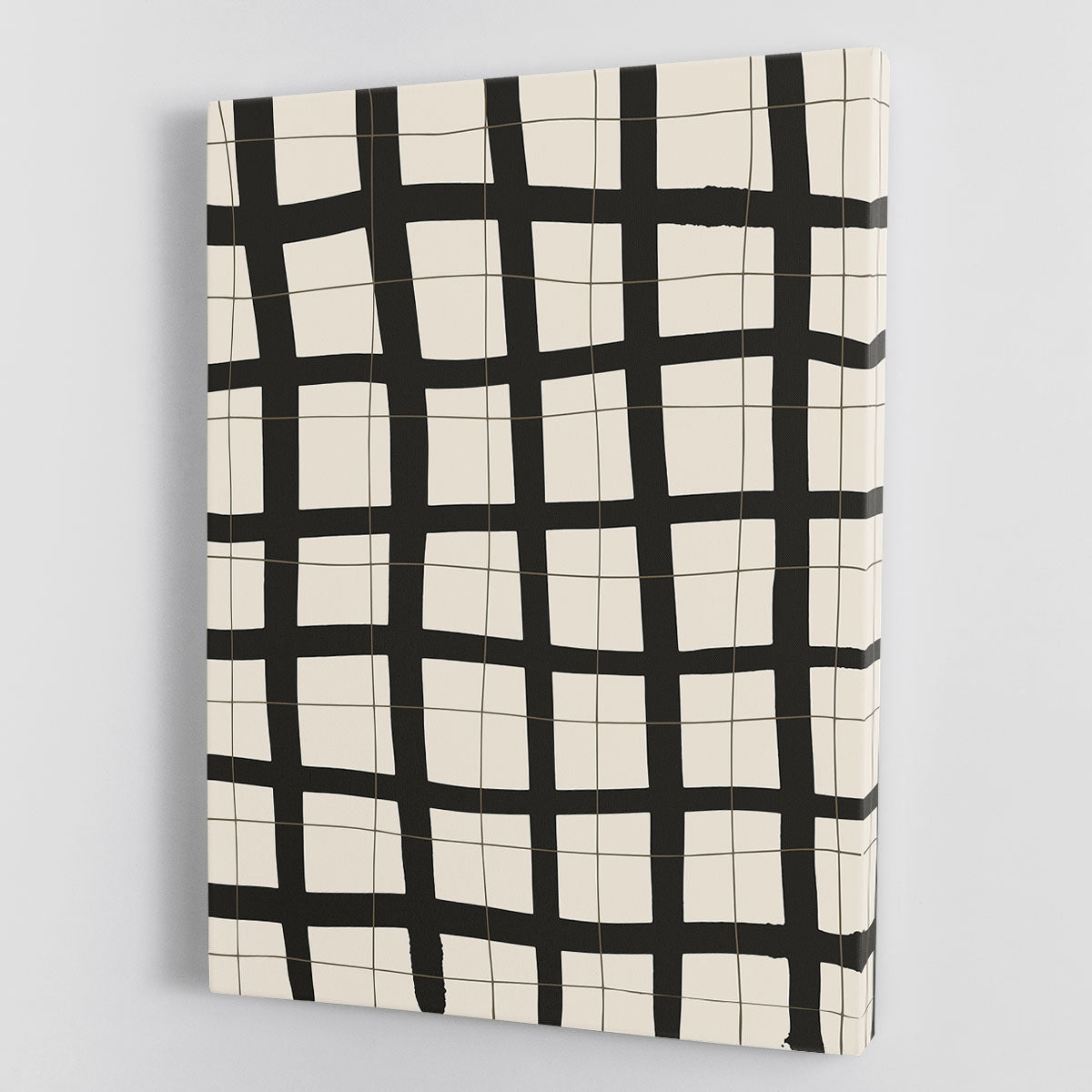 A modern black grid canvas print showcasing a minimalist design, perfect for contemporary decor.