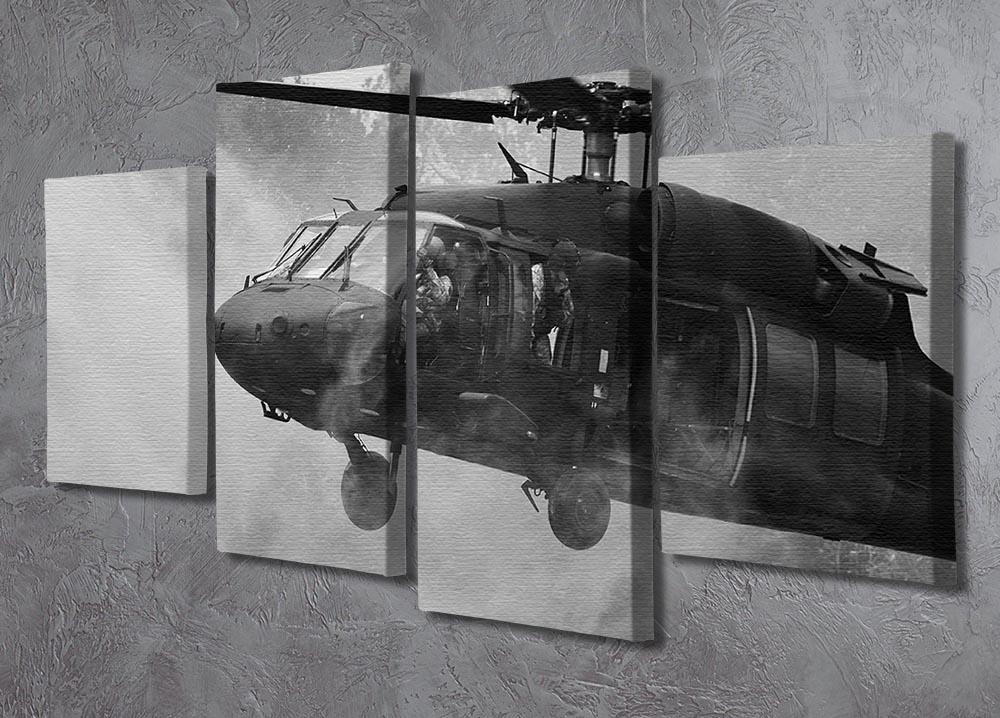 A stunning 4-split canvas artwork featuring a Black Hawk Helicopter, showcasing dynamic design and vibrant colors.