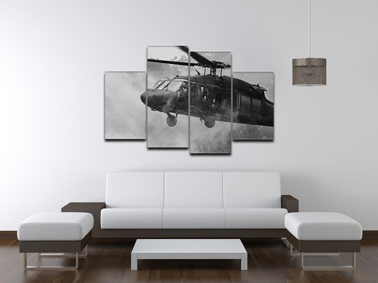 A stunning 4-split canvas artwork featuring a Black Hawk Helicopter, showcasing dynamic design and vibrant colors.