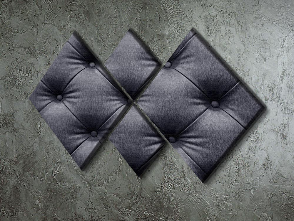 A stylish 4-square canvas artwork featuring a black leather texture, perfect for modern home decor.