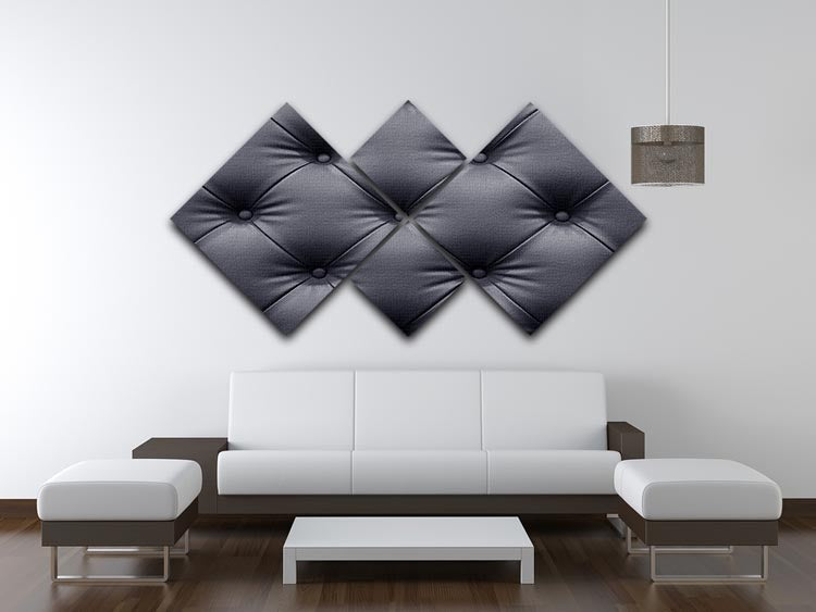 A stylish 4-square canvas artwork featuring a black leather texture, perfect for modern home decor.