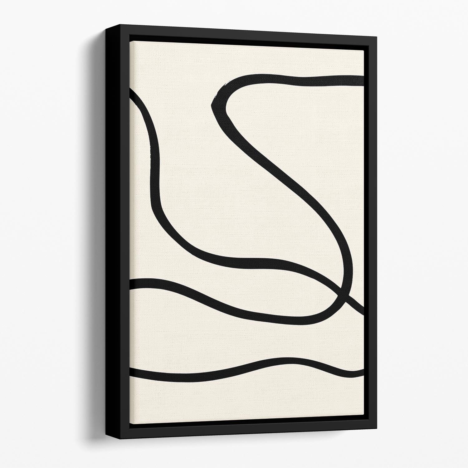 Black Lines 01 Floating Framed Canvas featuring bold abstract design in a sleek floating frame, perfect for modern home decor.