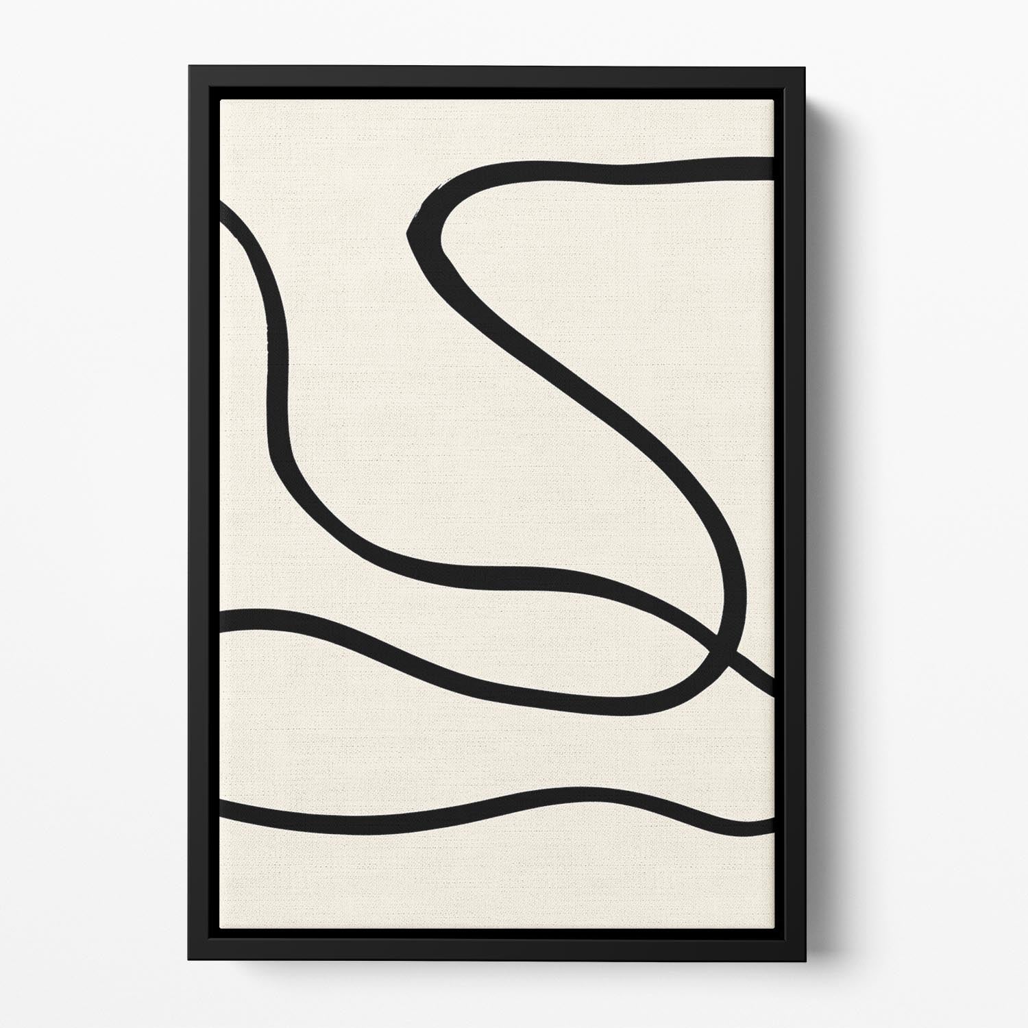 Black Lines 01 Floating Framed Canvas featuring bold abstract design in a sleek floating frame, perfect for modern home decor.