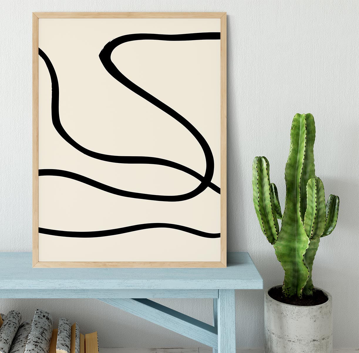 Black Lines 01 Framed Print showcasing a stylish black frame with vivid artwork, perfect for home decor.