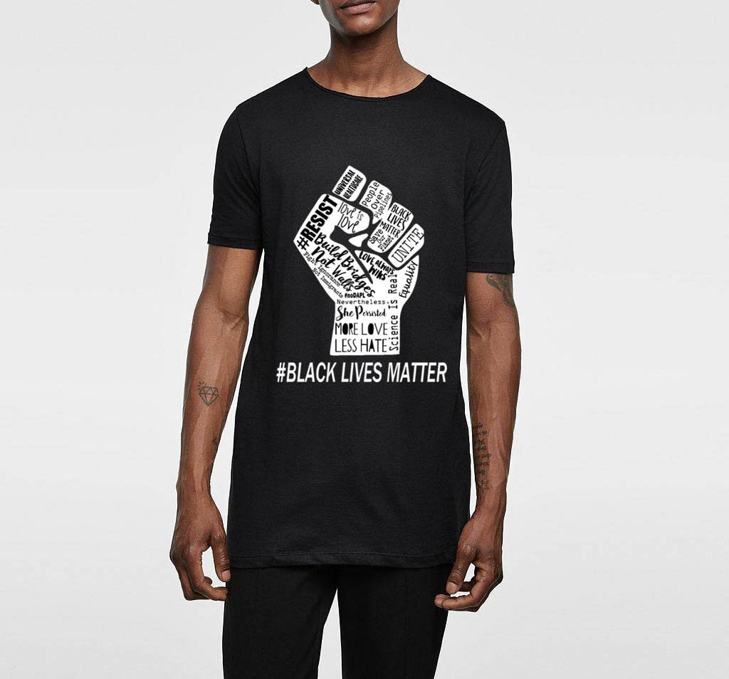 Black Lives Matter cotton t-shirt for men featuring a bold print and crew neck design, perfect for casual wear.
