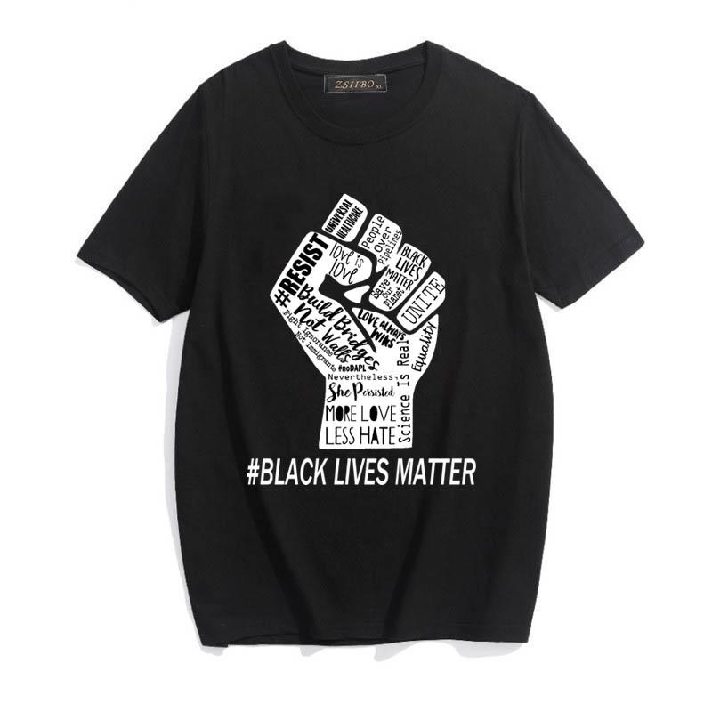 Black Lives Matter cotton t-shirt for men featuring a bold print and crew neck design, perfect for casual wear.