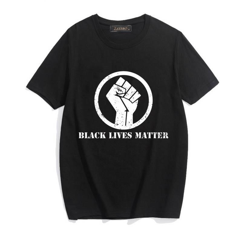 Black Lives Matter cotton t-shirt for men featuring a bold print and crew neck design, perfect for casual wear.
