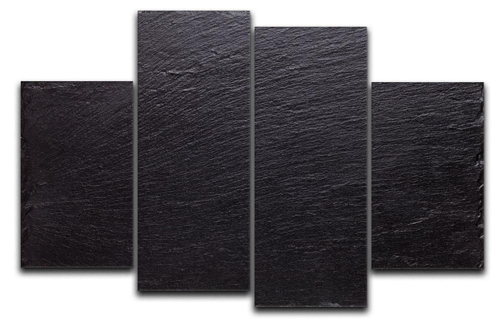 Black slate stone 4 split panel canvas artwork displayed in a modern setting, showcasing its dynamic design and texture.