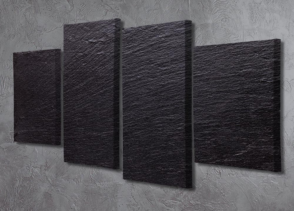 Black slate stone 4 split panel canvas artwork displayed in a modern setting, showcasing its dynamic design and texture.
