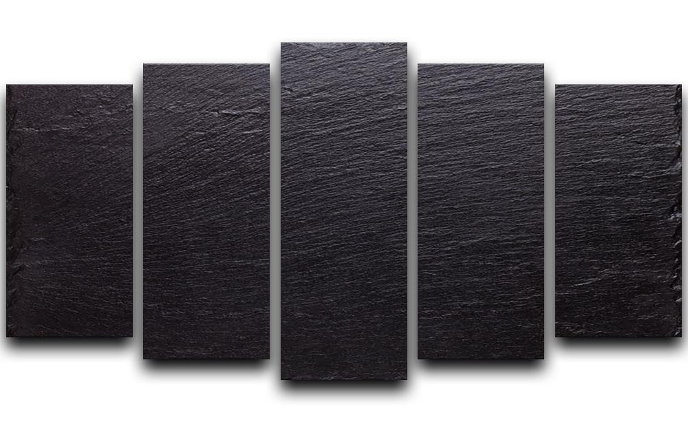 Black slate stone 5 split panel canvas artwork, showcasing a cohesive design across five panels with rich textures and deep colors.