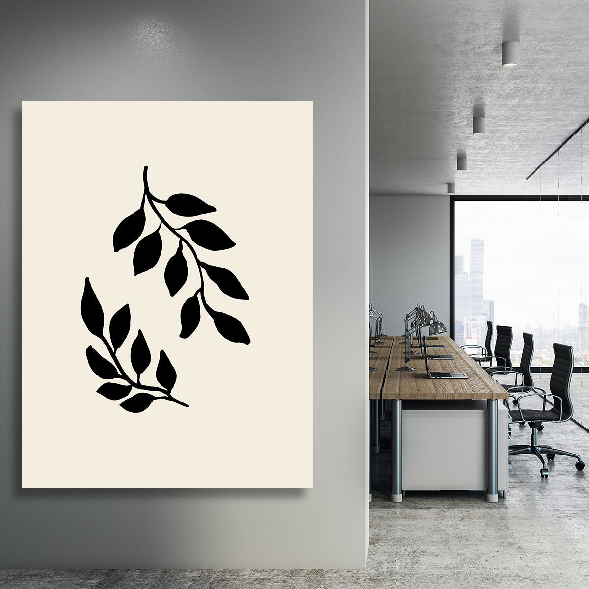 Black Twigs Canvas Print showcasing elegant twigs design on high-quality canvas.