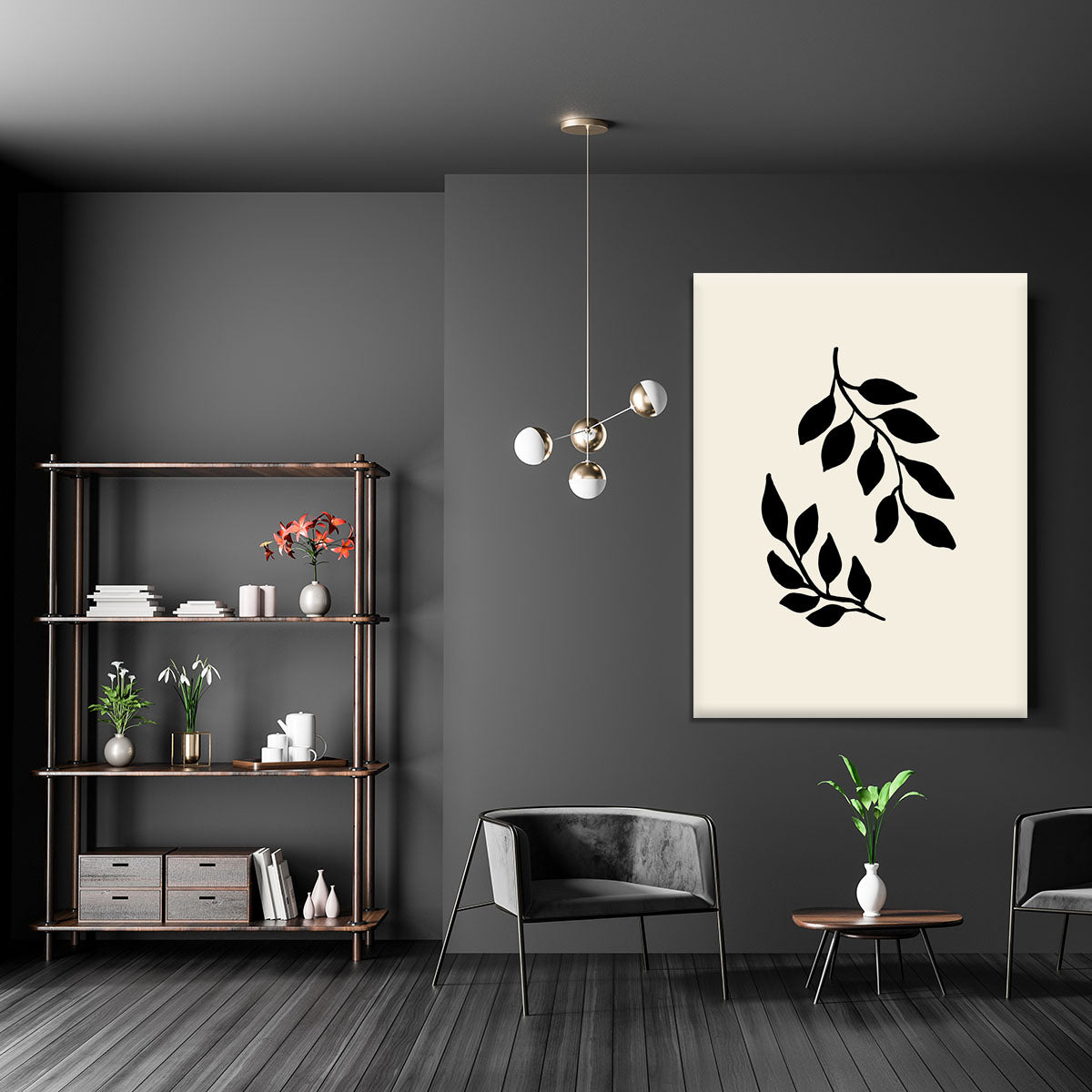 Black Twigs Canvas Print showcasing elegant twigs design on high-quality canvas.