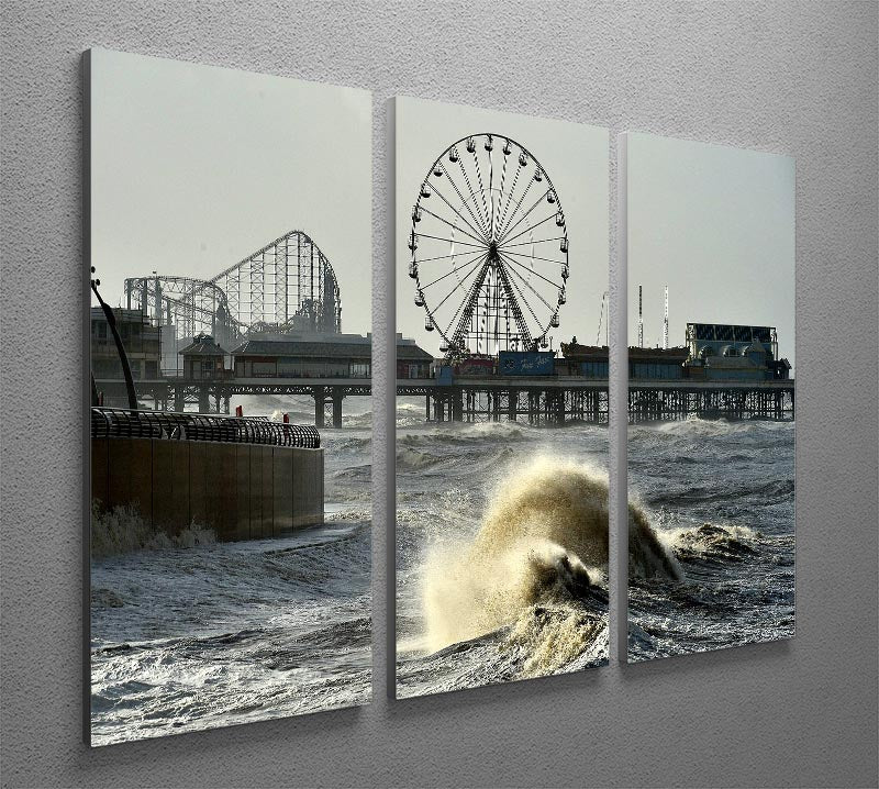 Three-panel canvas print depicting Blackpool after a storm, showcasing dramatic skies and serene landscapes.