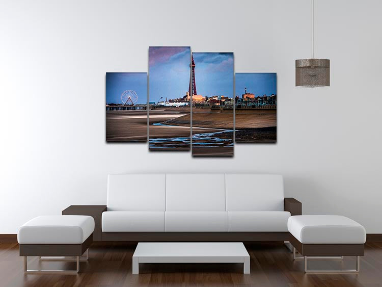 A stunning 4-split canvas artwork featuring the iconic Blackpool Tower, showcasing vibrant colors and intricate details.
