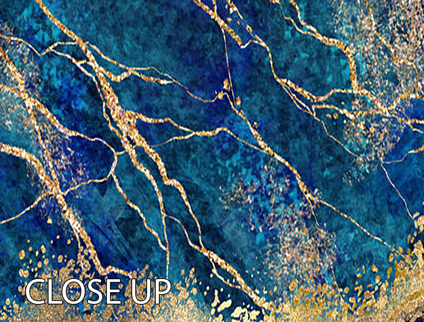 Blue and gold layered marble 3 split panel canvas print, showcasing elegant design and vibrant colors, perfect for home or office decor.