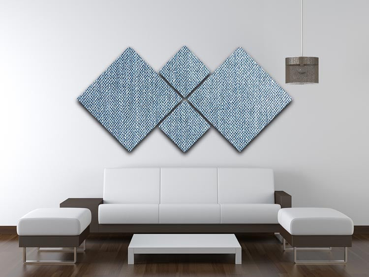 A stylish 4-square canvas artwork featuring a blue denim texture, perfect for modern home decor.