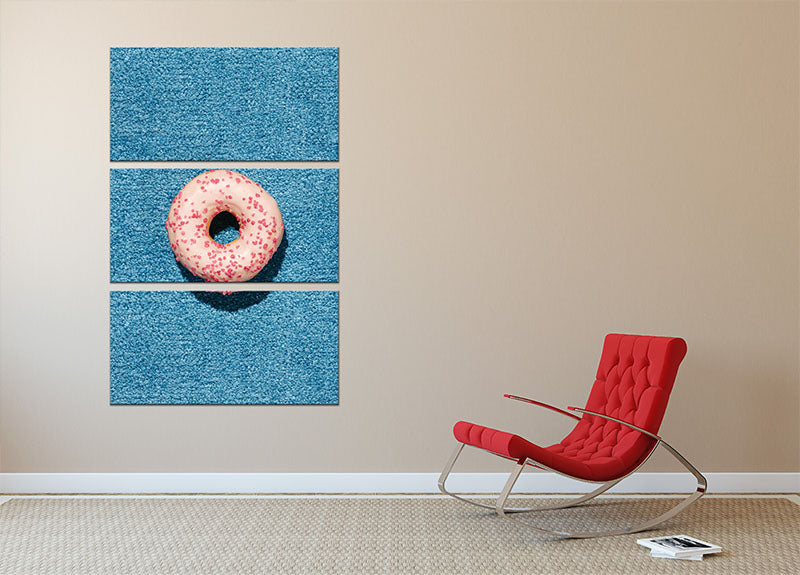Blue Doughnut 3 Split Panel Canvas Print showcasing vibrant colors and abstract design, perfect for modern decor.