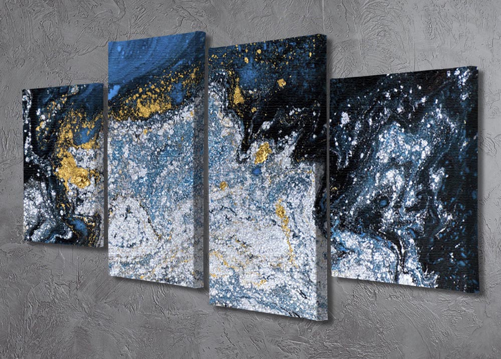 Blue Galaxy Marble 4 Split Panel Canvas artwork featuring deep blue colors and swirling patterns, creating a cosmic effect.