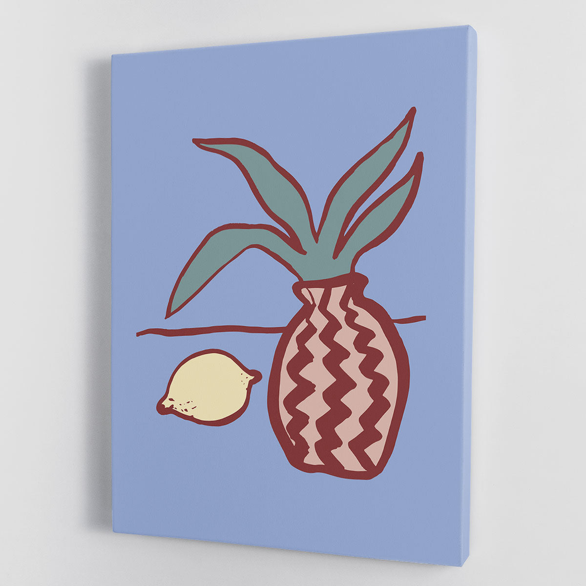 A vibrant blue lemon canvas print showcasing bright blue lemons against a clean background, perfect for modern decor.