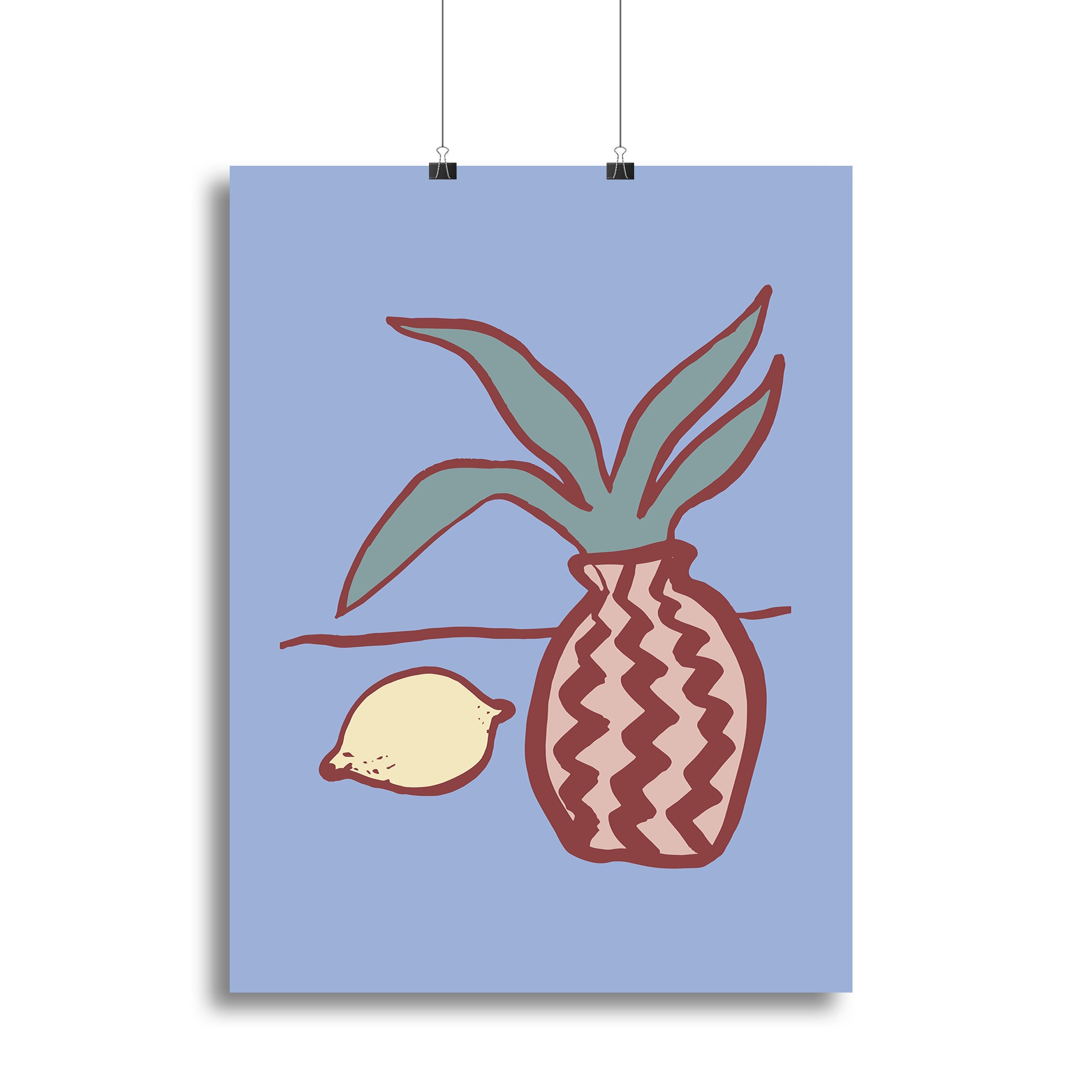 A vibrant blue lemon canvas print showcasing bright blue lemons against a clean background, perfect for modern decor.