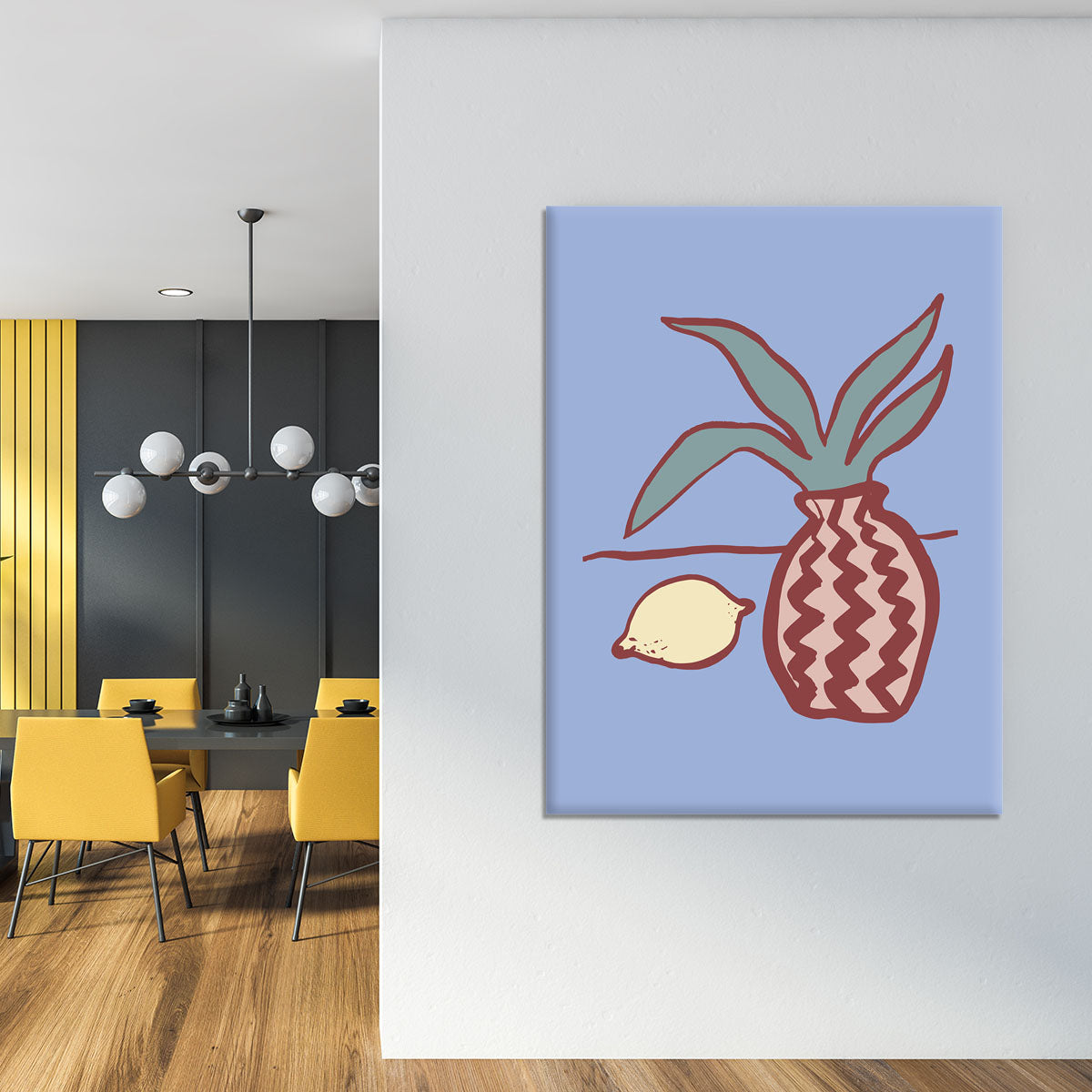 A vibrant blue lemon canvas print showcasing bright blue lemons against a clean background, perfect for modern decor.