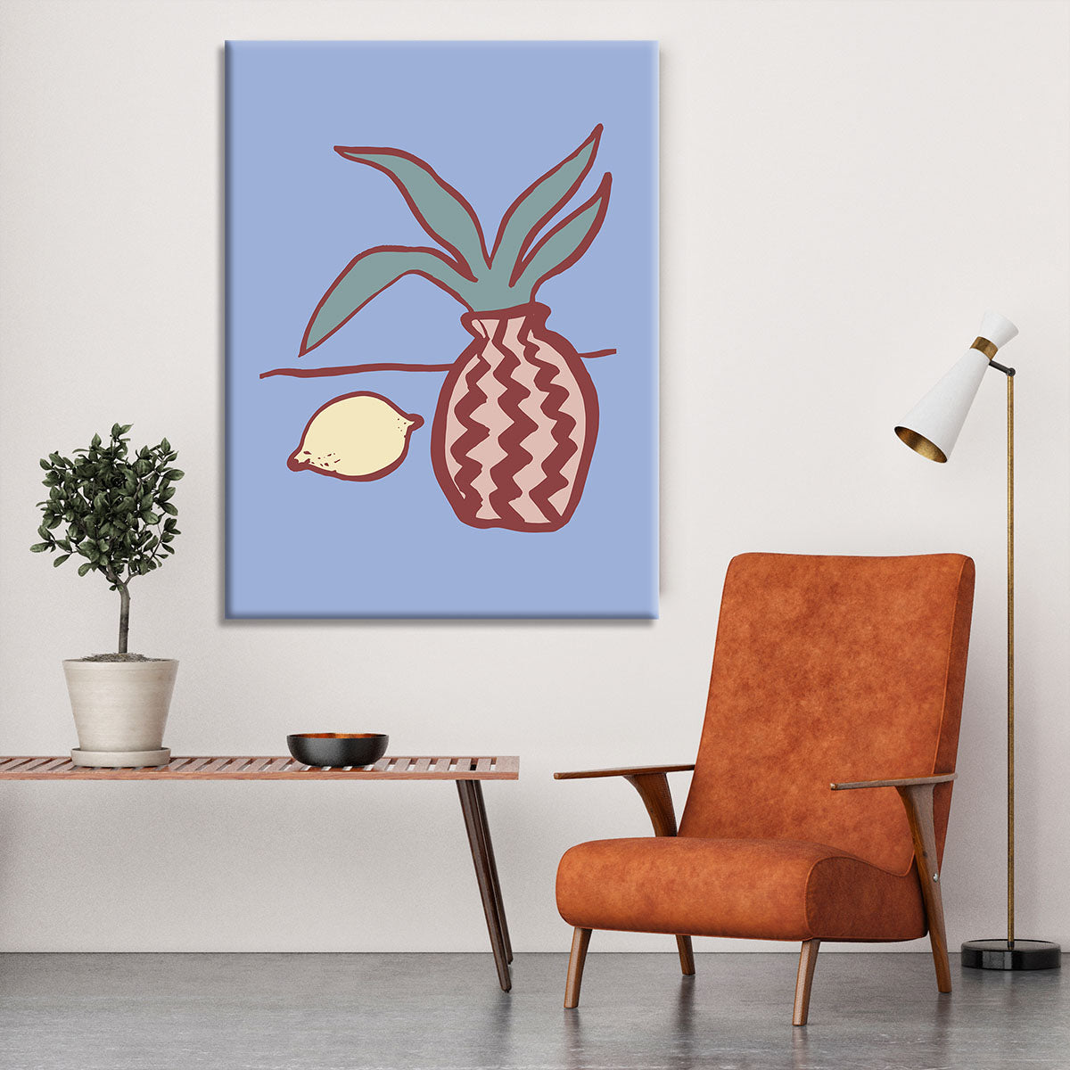 A vibrant blue lemon canvas print showcasing bright blue lemons against a clean background, perfect for modern decor.