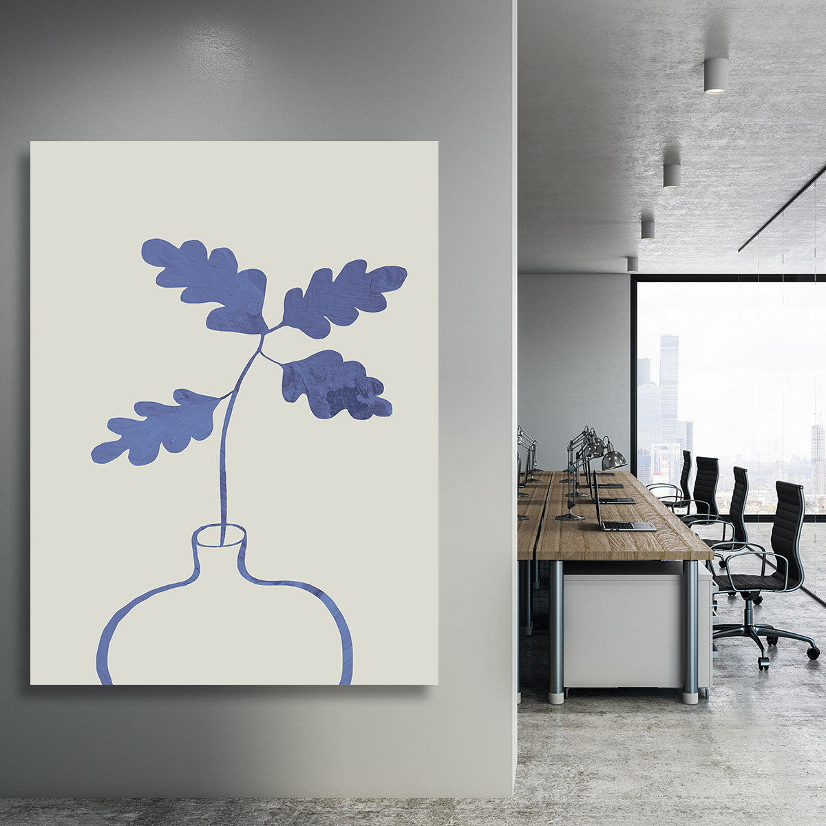 A beautiful Blue Oak Plant Canvas Print showcasing intricate blue oak leaves and branches, perfect for home decor.