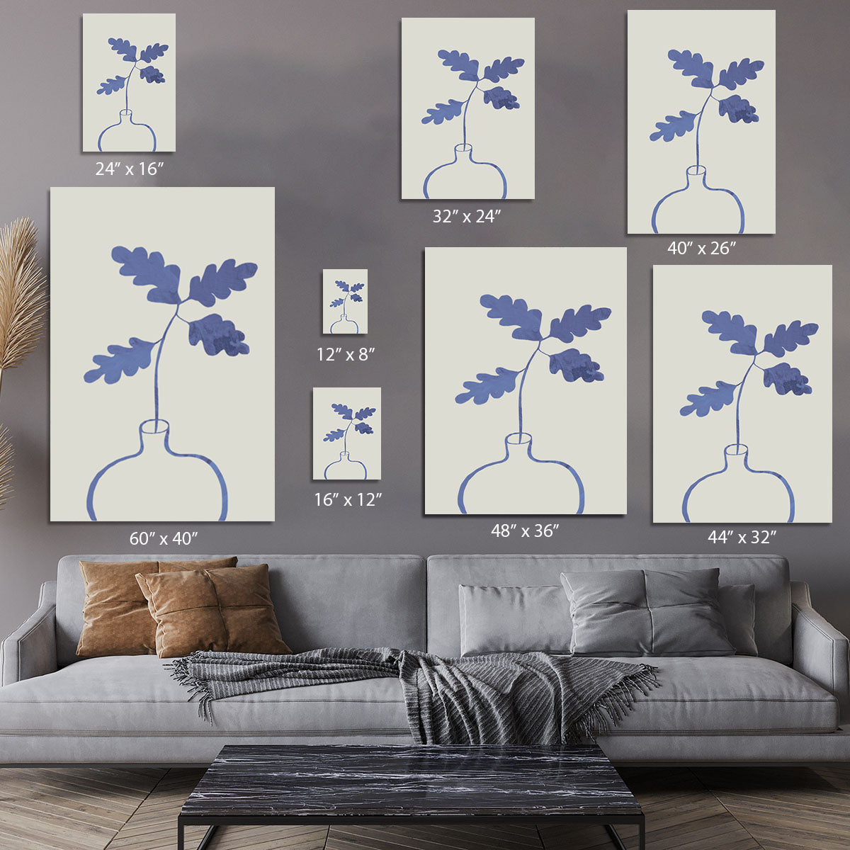 A beautiful Blue Oak Plant Canvas Print showcasing intricate blue oak leaves and branches, perfect for home decor.