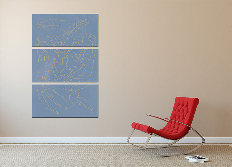 Blue Swimmers 3 Split Panel Canvas Print showcasing vibrant colors and intricate details, perfect for enhancing any room's decor.