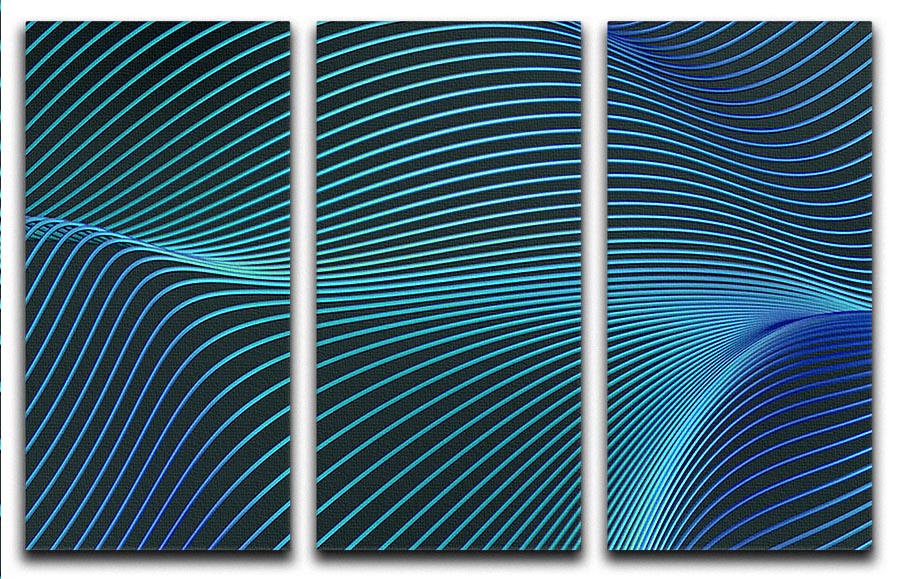 A beautiful 3-panel canvas print featuring blue-toned waves, perfect for enhancing home decor.