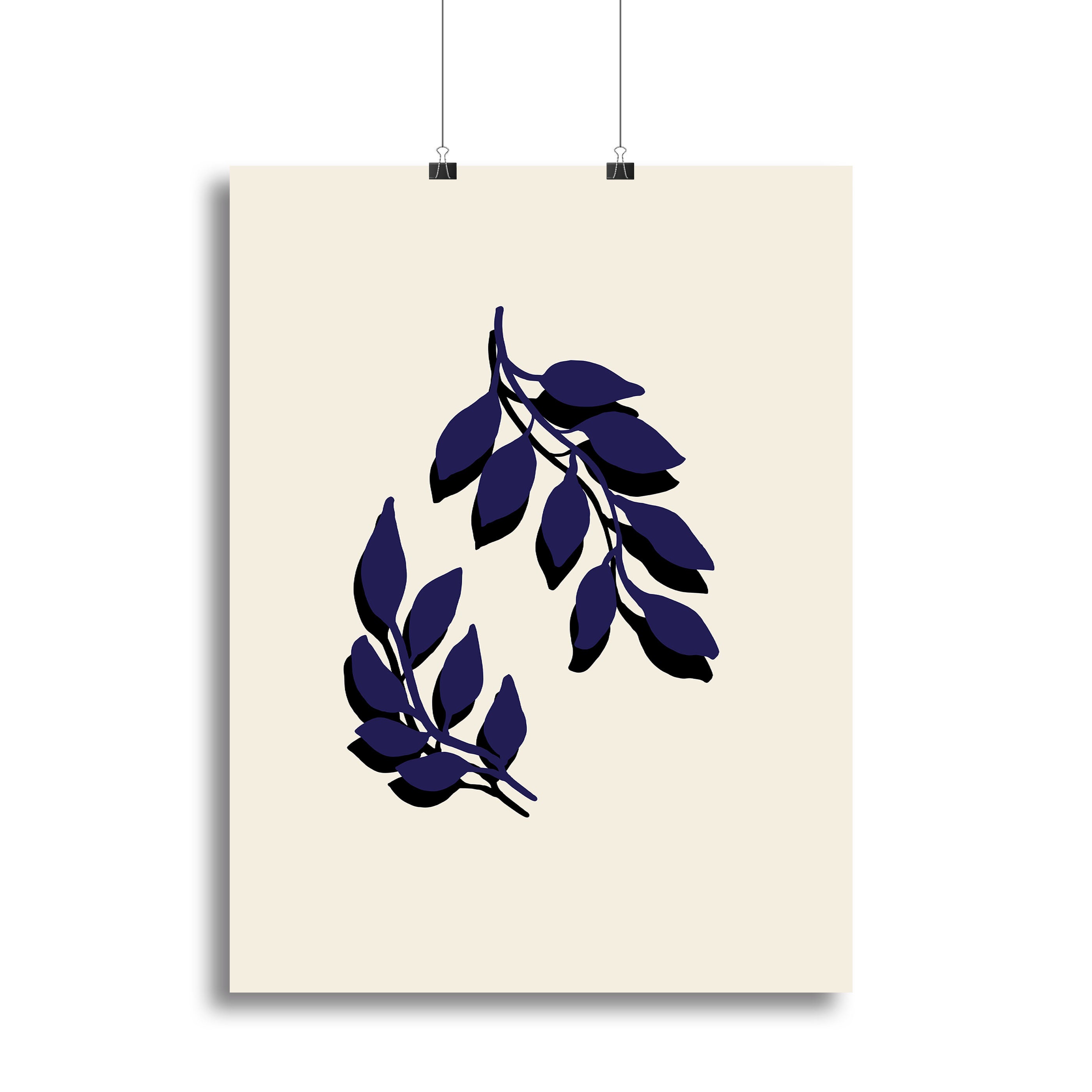 A beautiful canvas print featuring delicate blue twigs against a neutral background, perfect for modern home decor.