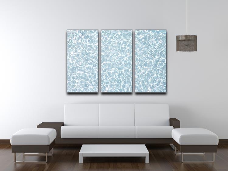Blue Water Texture 3 Split Panel Canvas Print showcasing a serene water design across three canvases.