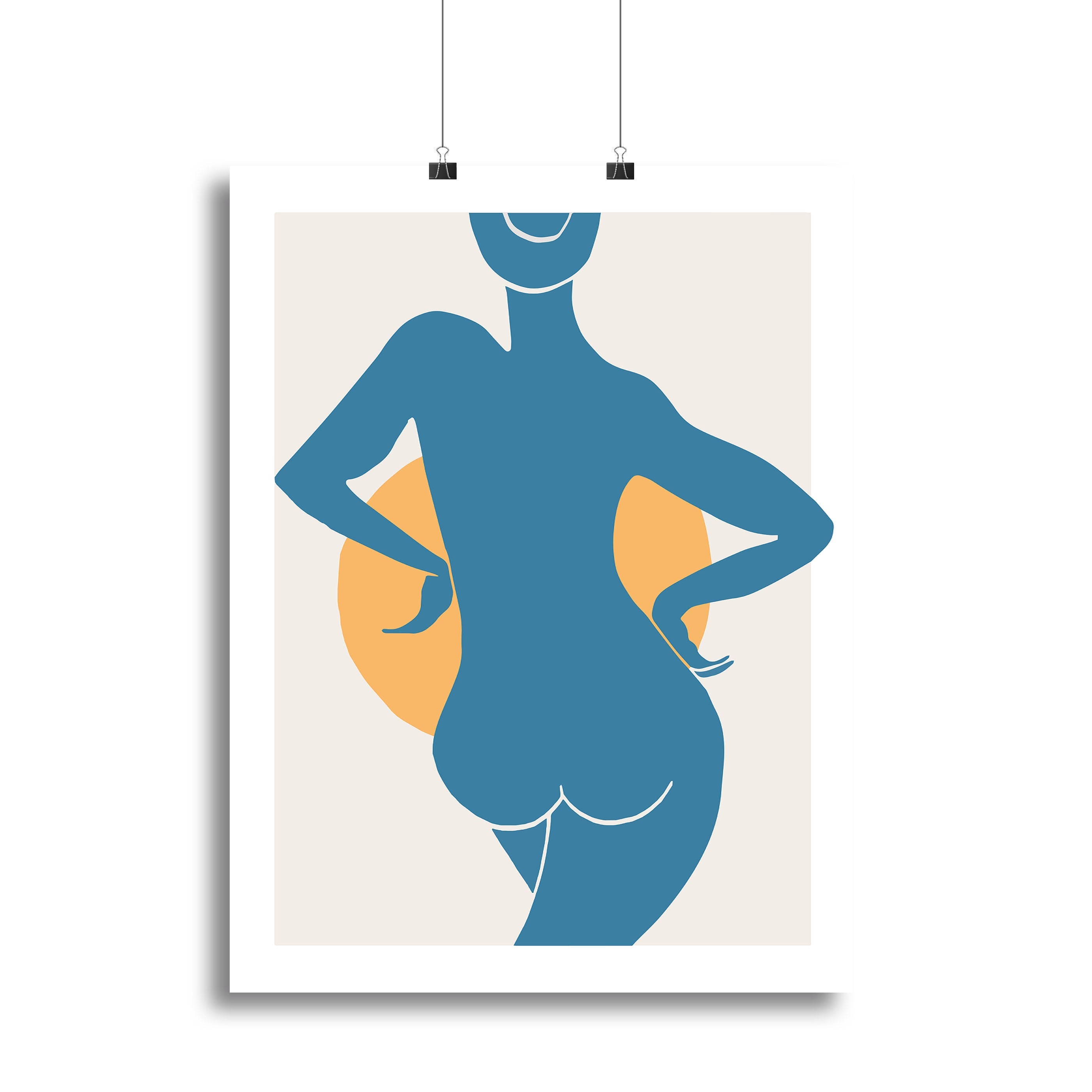 A vibrant blue woman canvas print showcasing modern art with elegant design, perfect for home decor.