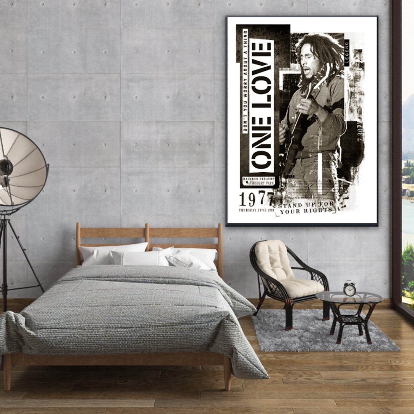 A vibrant Bob Marley canvas print featuring iconic artwork, perfect for home decor.