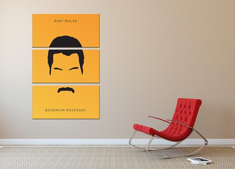 Bohemian Rhapsody Rami Malek 3-panel canvas print showcasing a minimalist design, perfect for home decor.
