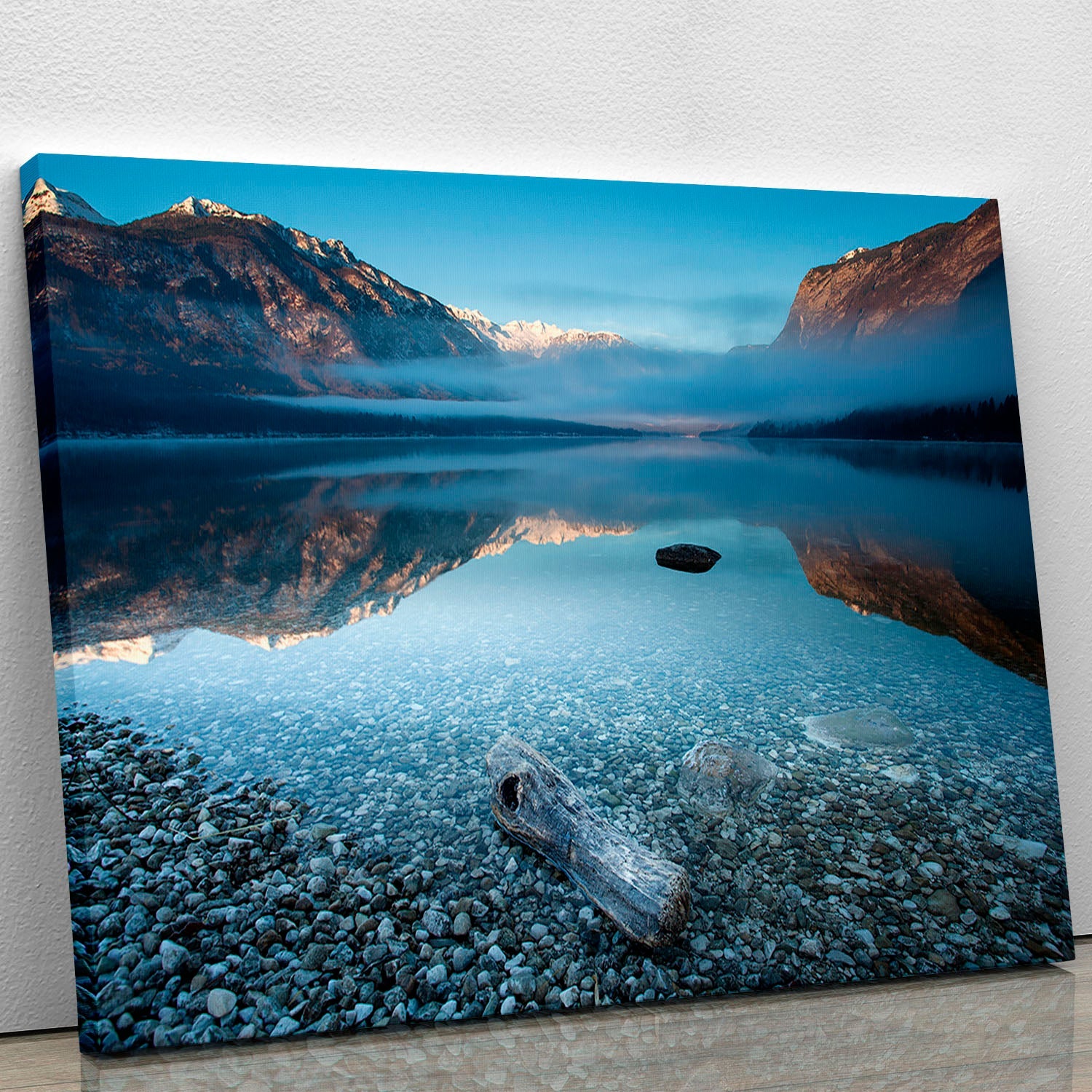 Bohinj's Tranquility canvas print showcasing serene nature scenery, perfect for home decor.