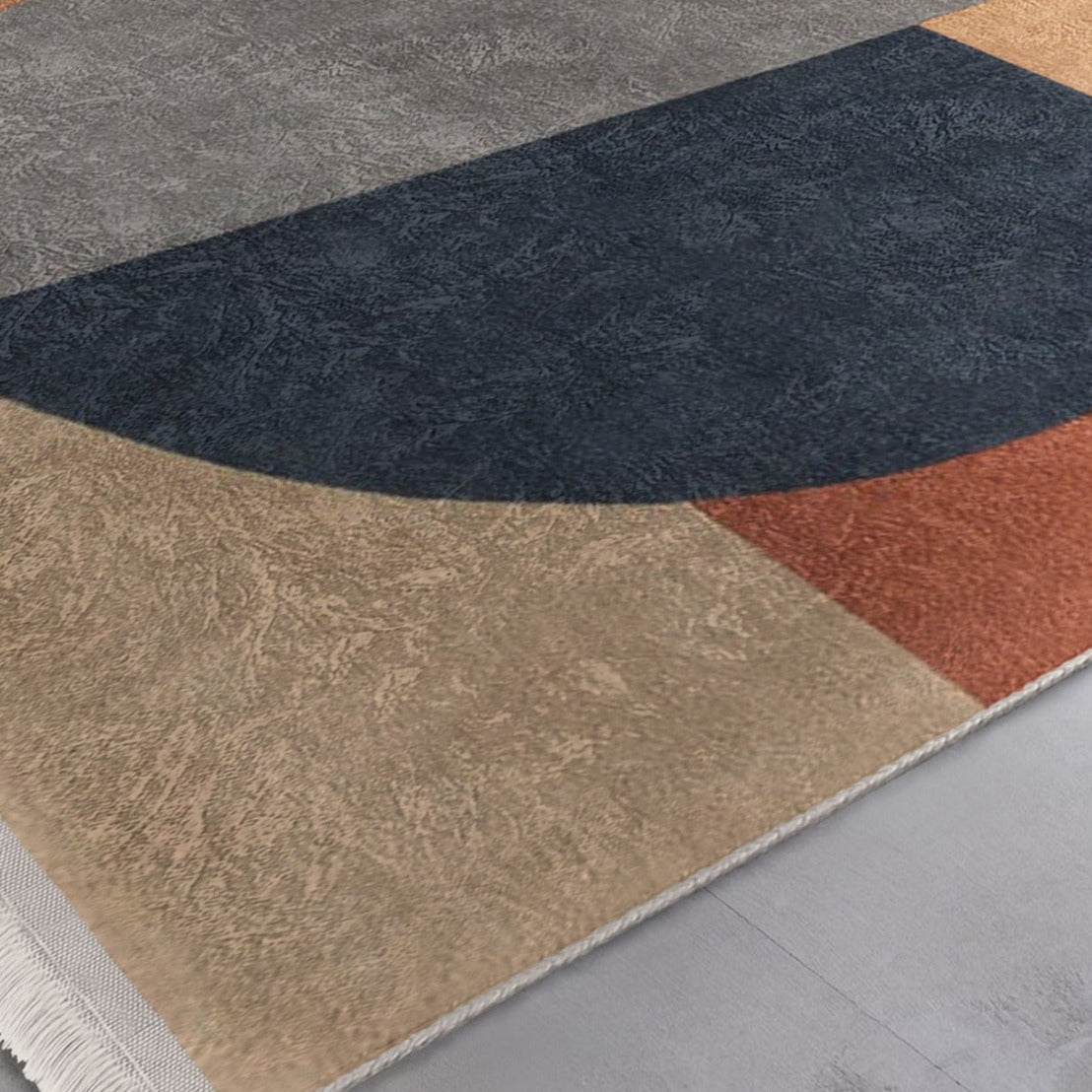 Boho Home Decor Washable Area Rug with fringes, showcasing vibrant patterns and a soft texture, perfect for enhancing home interiors.