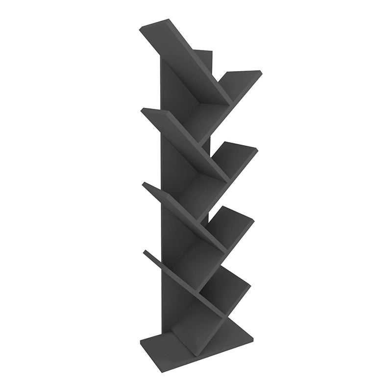 Modern TOWER bookcase in anthracite color with a unique tree-like design, perfect for home or office use.