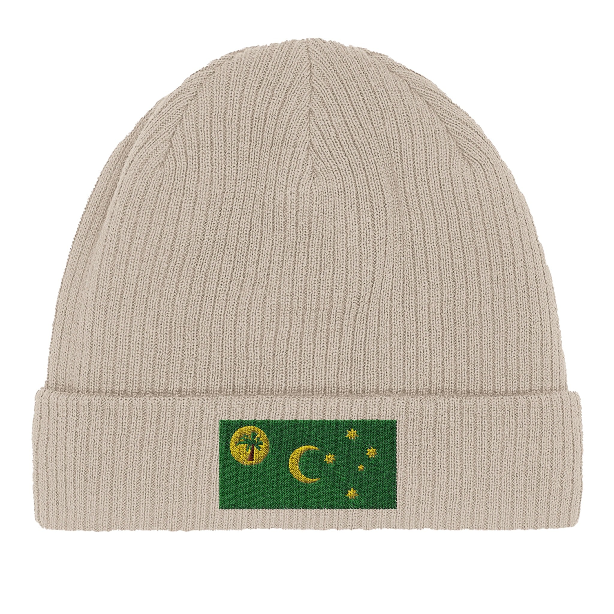 Bonnet en coton biologique Drapeau des îles Cocos, doux et léger, parfait pour un style décontracté et respectueux de l'environnement.