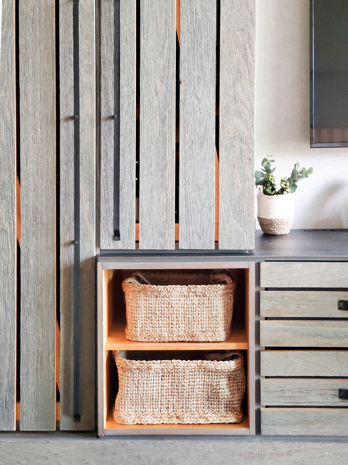 Bono Rectangular Storage Basket made of thick braided jute, showcasing its natural color and handcrafted design.