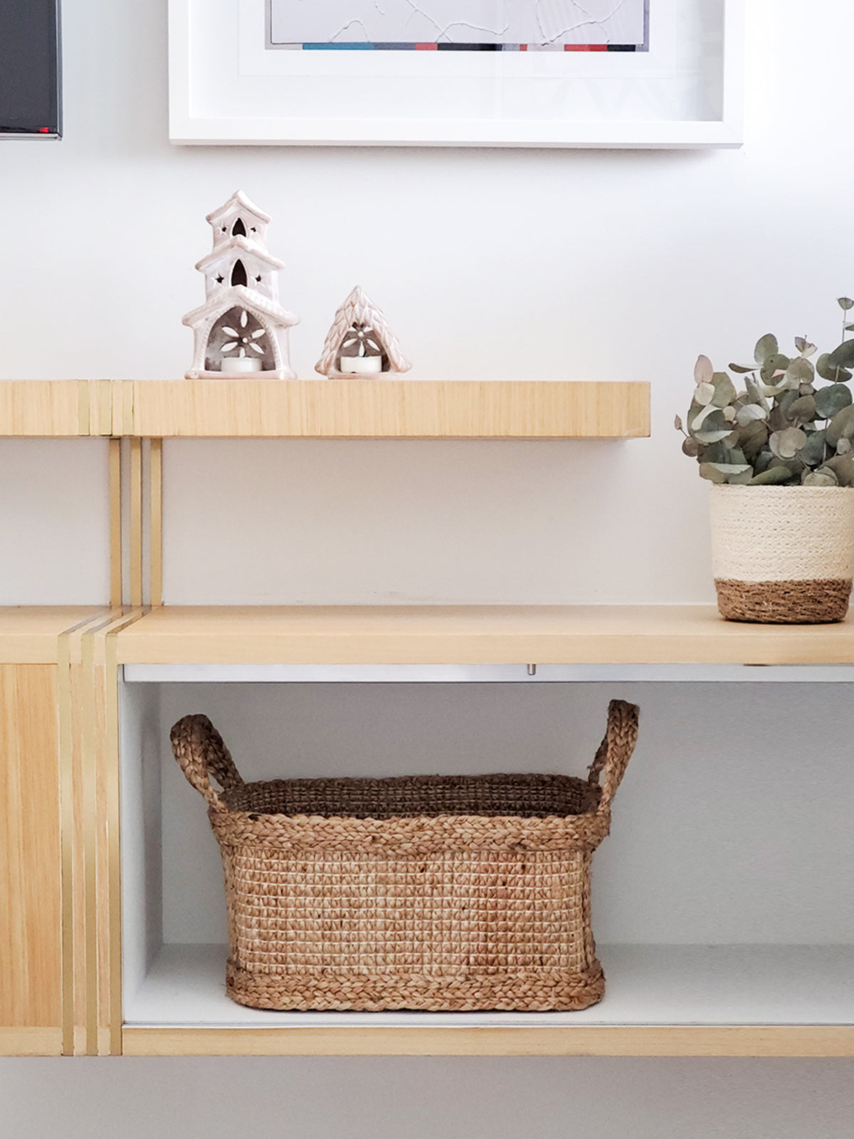 Bono Rectangular Storage Basket made of thick braided jute, showcasing its natural color and handcrafted design.