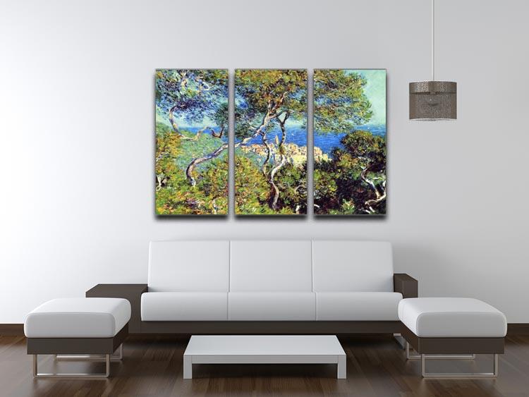 Bordighera by Monet split panel canvas print showcasing vibrant colors and intricate details across three panels.