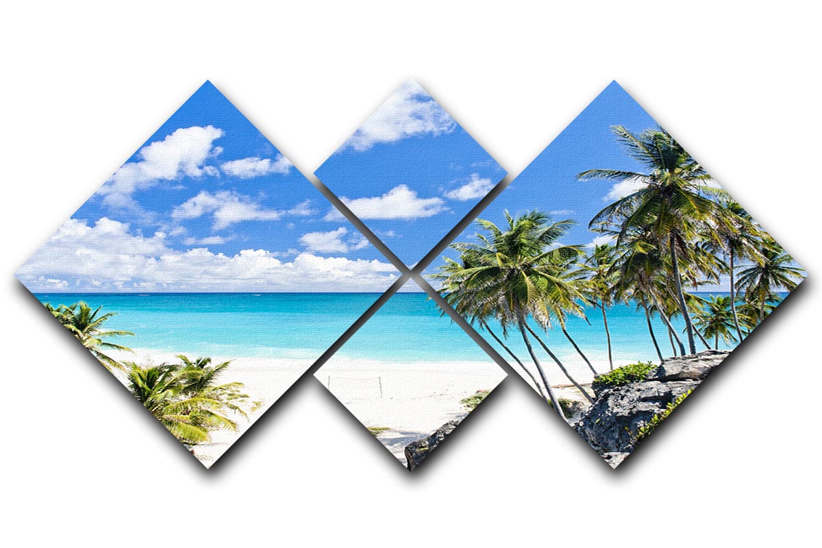 A beautiful 4-square multi panel canvas depicting the serene Bottom Bay landscape in Barbados, showcasing vibrant colors and intricate details.