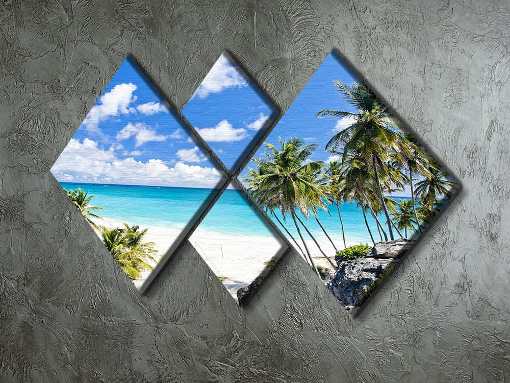 A beautiful 4-square multi panel canvas depicting the serene Bottom Bay landscape in Barbados, showcasing vibrant colors and intricate details.