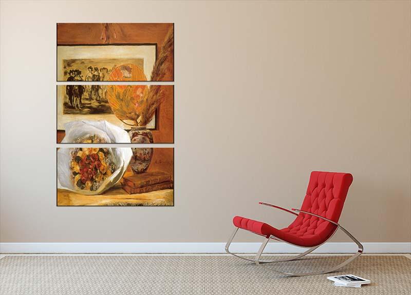Bouquet by Renoir 3 Split Panel Canvas Print featuring vibrant floral artwork across three panels, enhancing any room's decor.